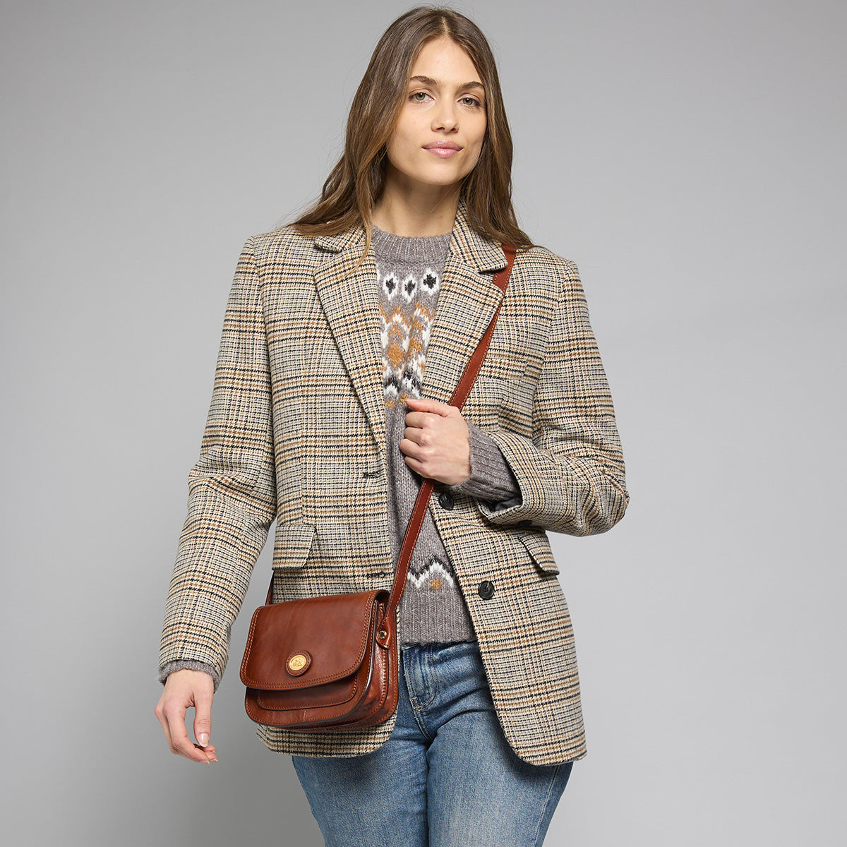 Borsa tracolla in pelle a fisarmonica small size