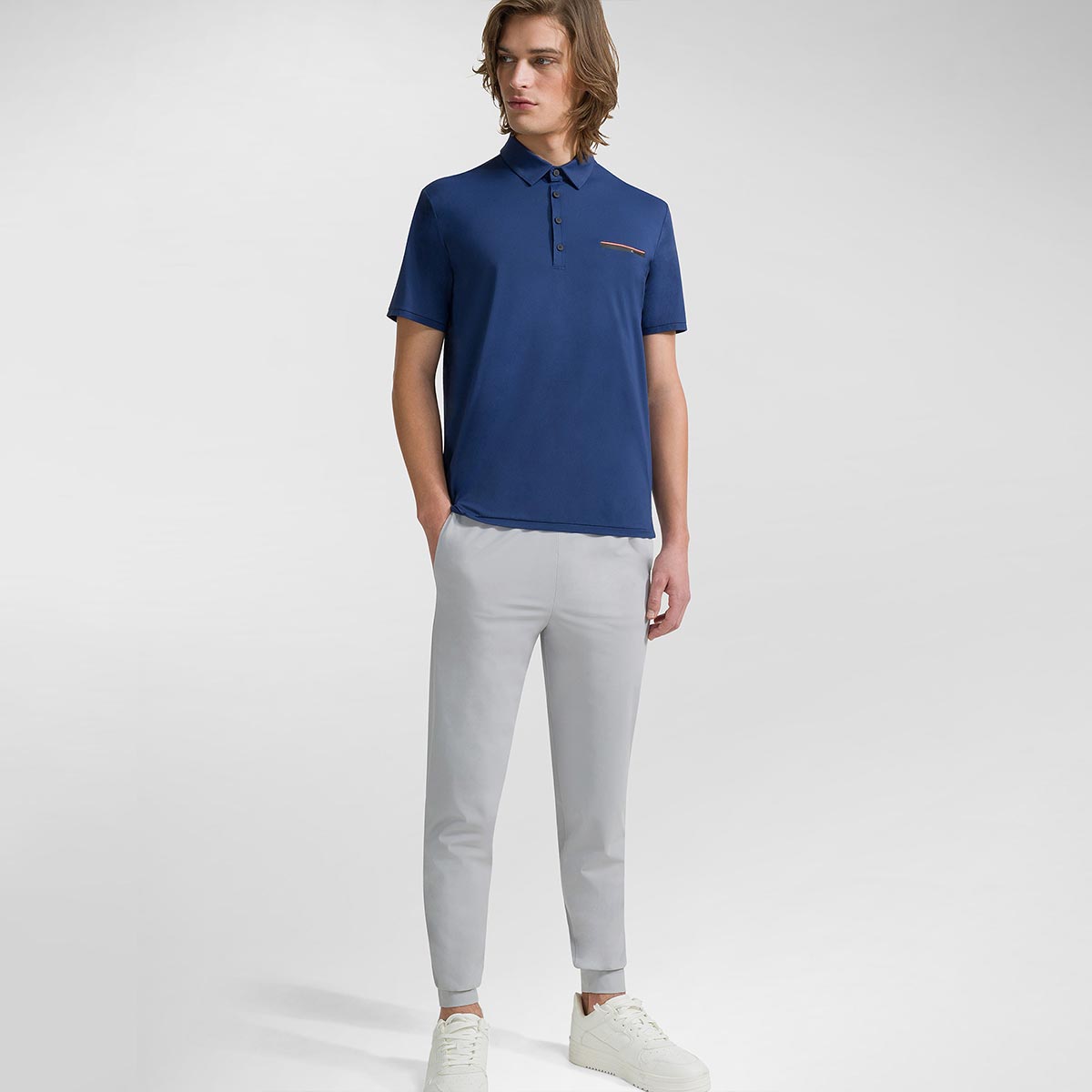 Polo techno blu royal con taschino