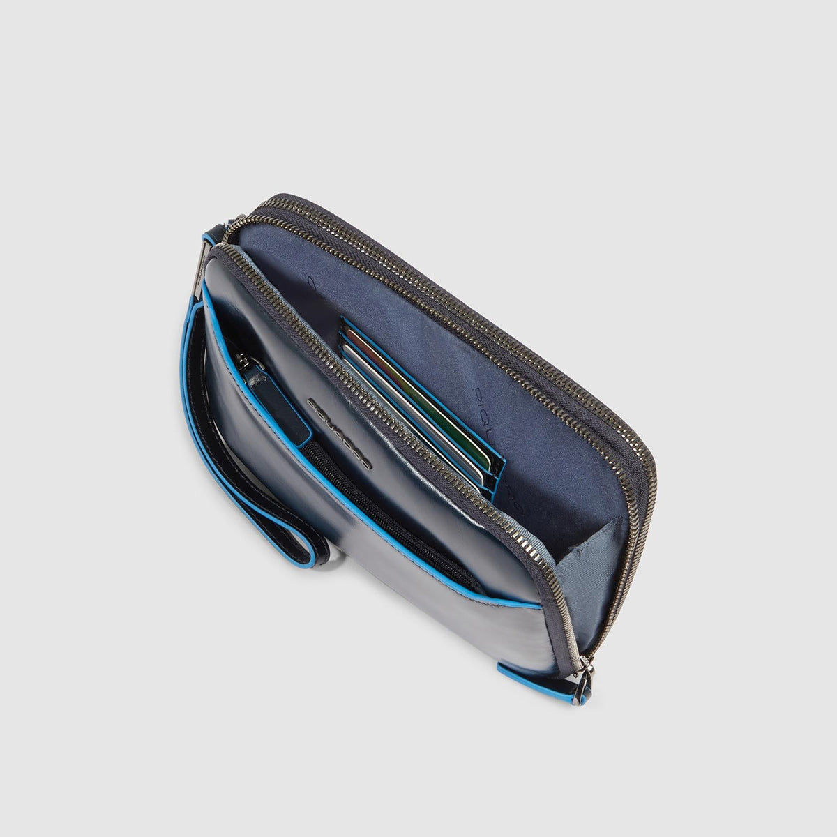 Pochette in pelle uomo con tre scomparti