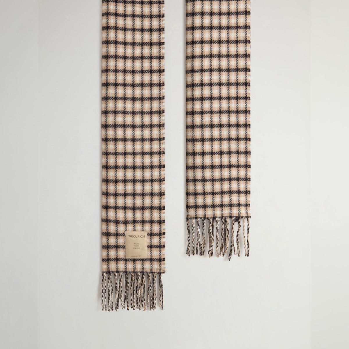 Sciarpa in pura lana con motivo a quadri in jacquard
