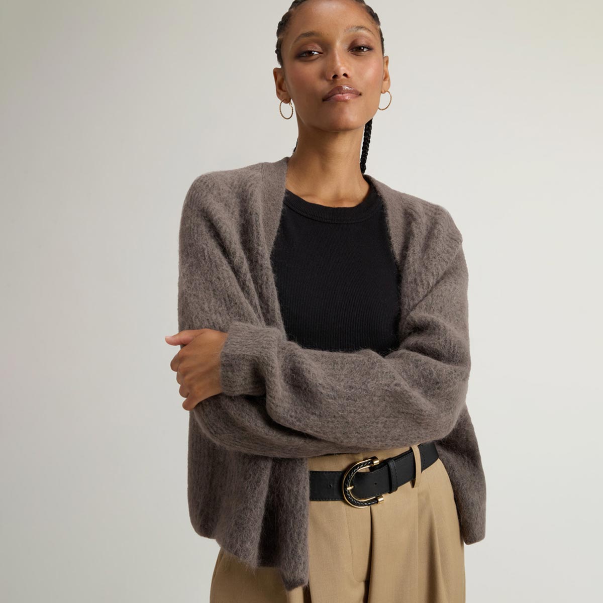 Cardigan in misto alpaca e lana