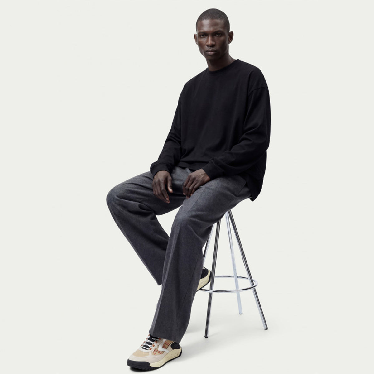 Sneaker in pelle e tessuto