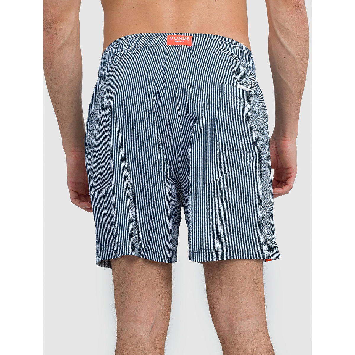 Boxer mare a righe blu goffrato