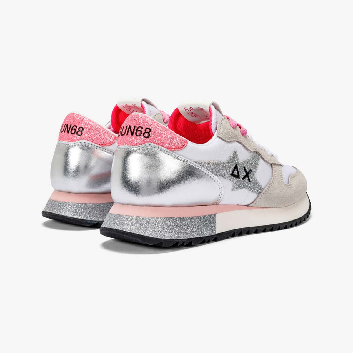 Sneaker glitter argento bianco