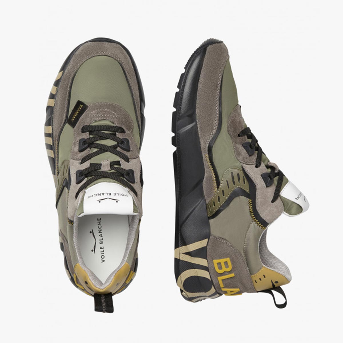 Sneaker in pelle e tessuto