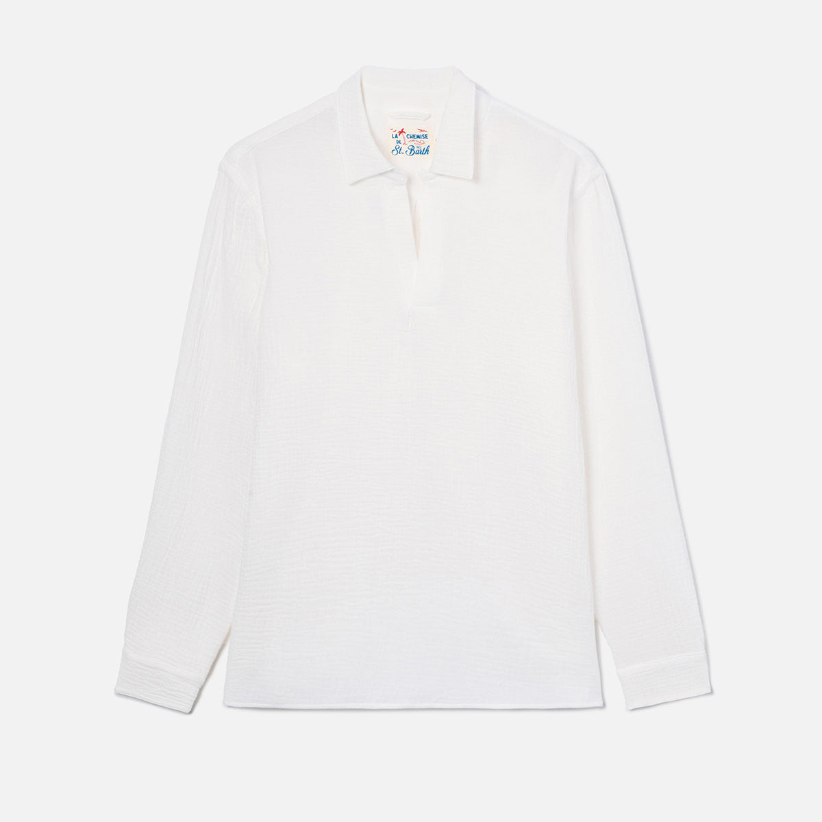 Camicia in cotone goffrato senza bottoni