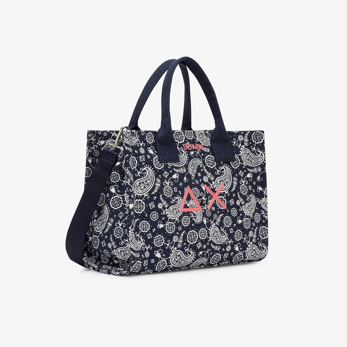 Borsa shopper in cotone a fantasia