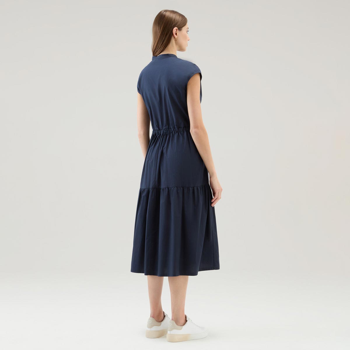 Vestito in popeline di cotone con balze