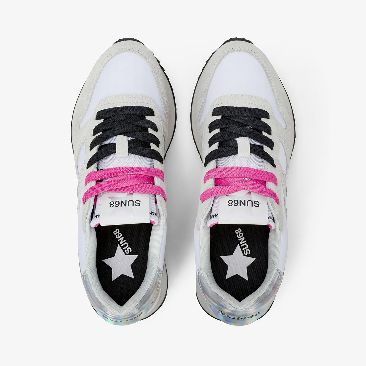 Sneakers glitter in suede bianca