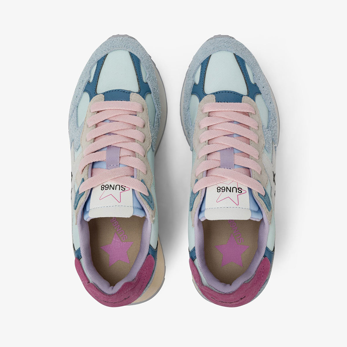 Sneaker Multicolor in suede verde acquamarina