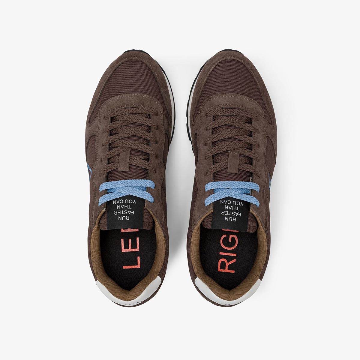 Sneaker in tessuto e camoscio marrone