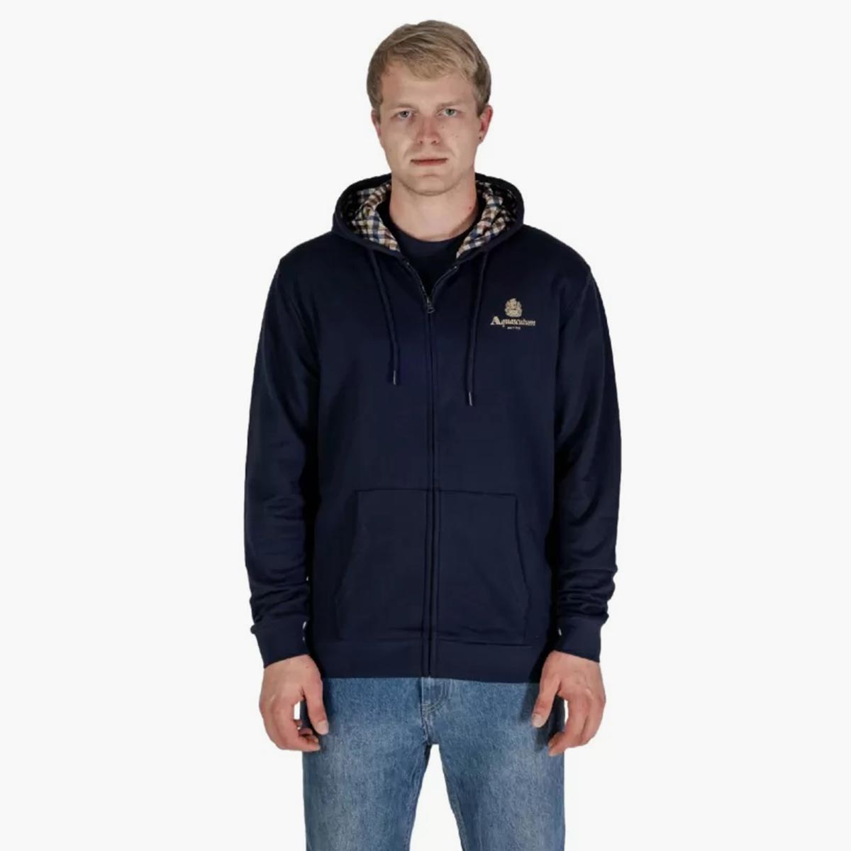 Felpa in cotone full zip con cappuccio