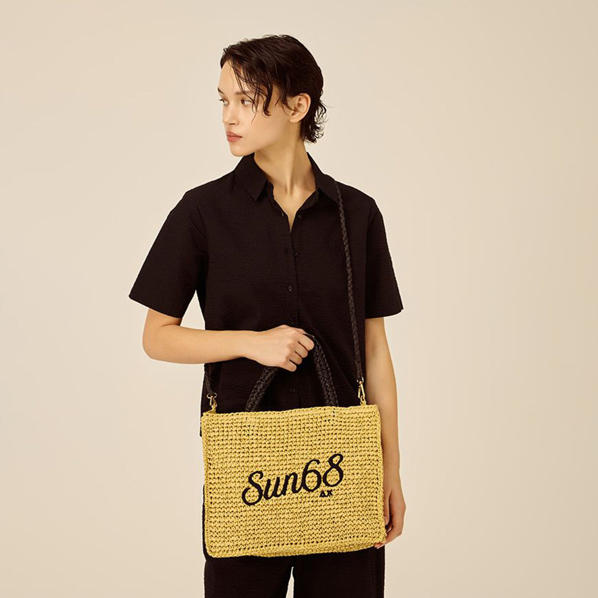 Borsa shopper in raffia