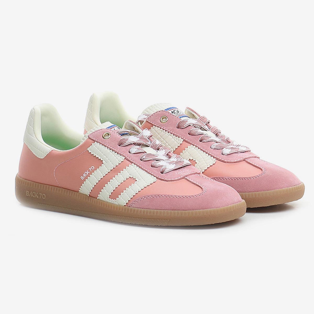 Sneaker pink in pelle e tessuto