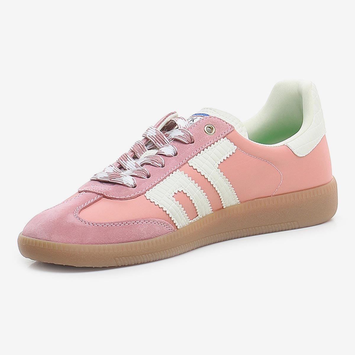 Sneaker pink in pelle e tessuto