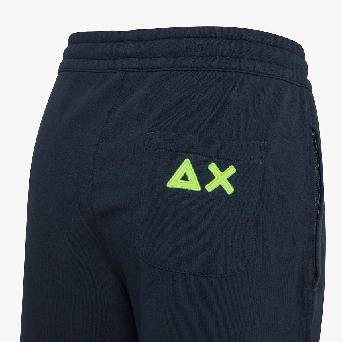 Bermuda in felpa blu logo fluo