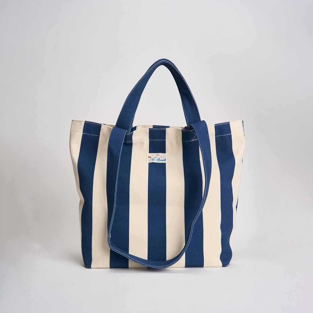 Borsa shopper in cotone a righe