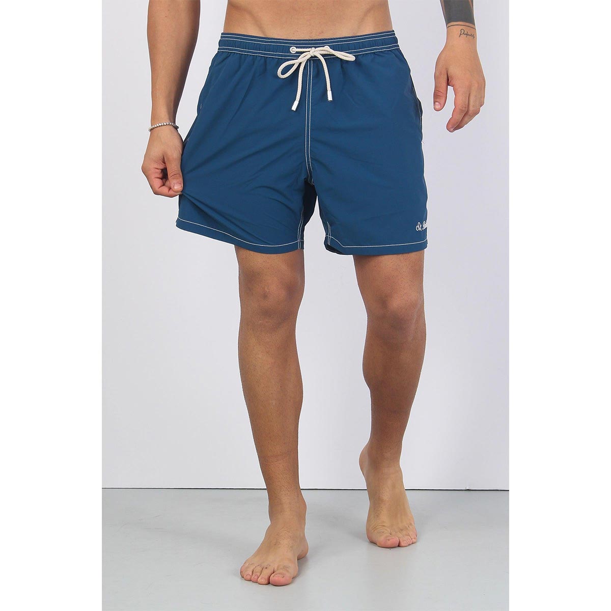 Boxer mare blu con ricamo