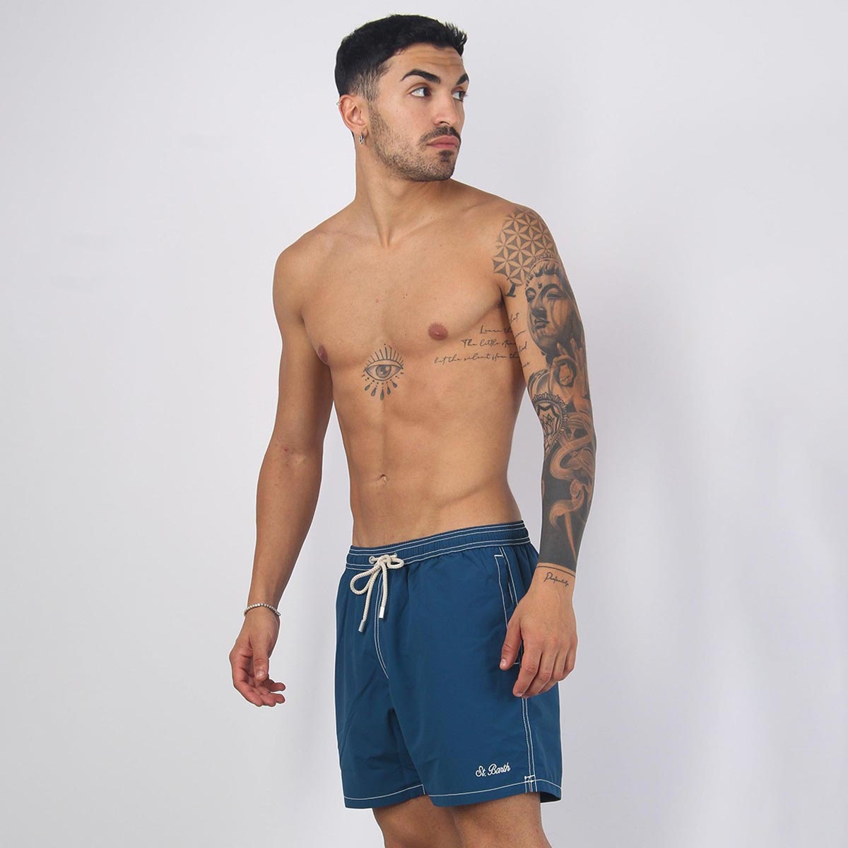 Boxer mare blu con ricamo