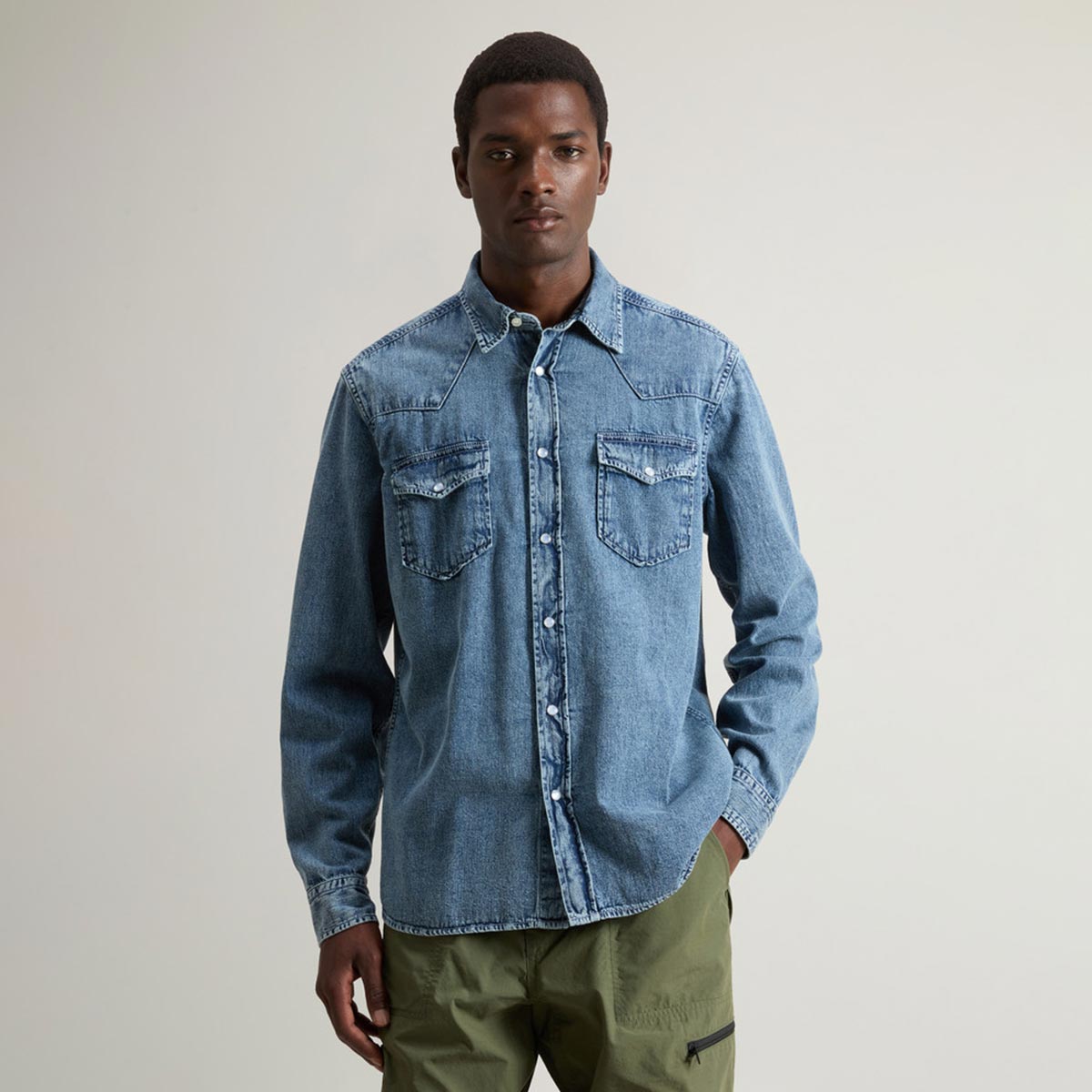 Camicia in denim stone wash
