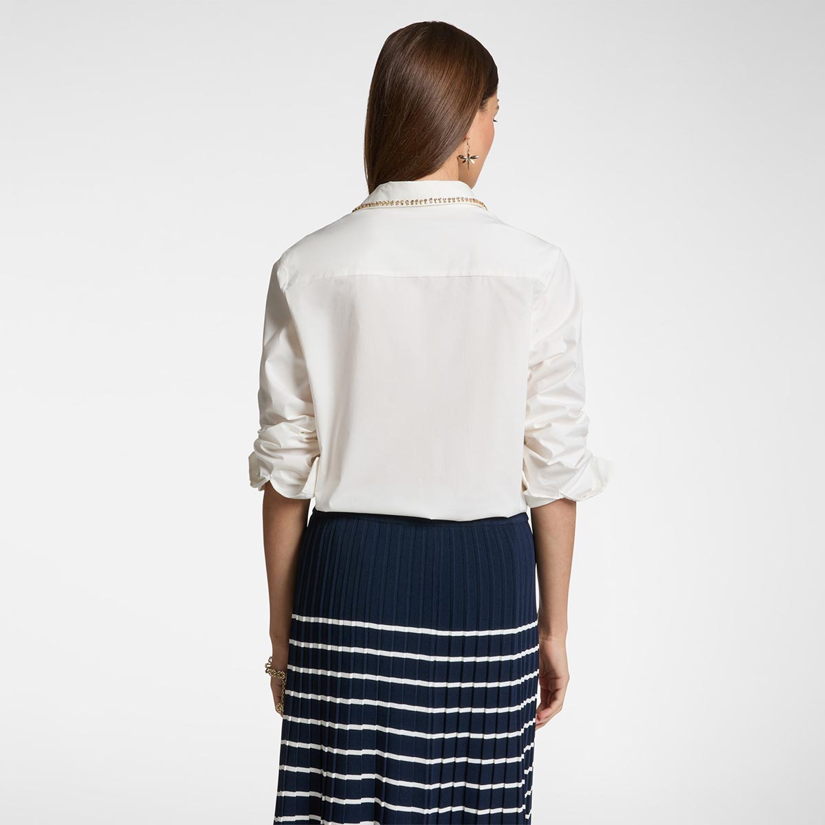 Camicia over con colletto con svarowsky