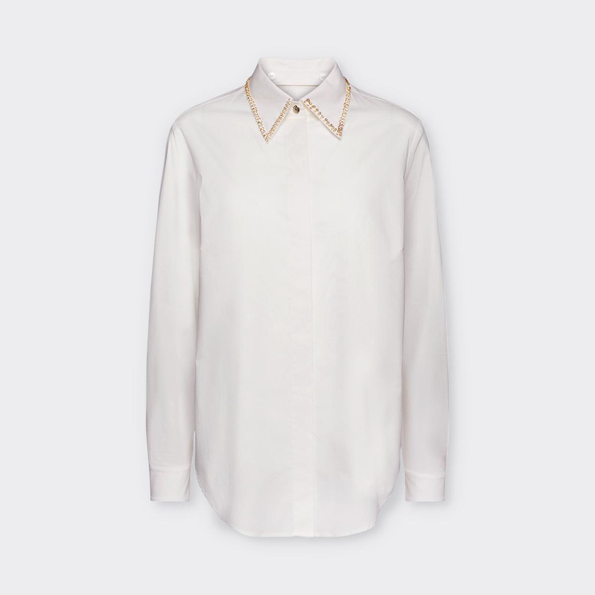 Camicia over con colletto con svarowsky