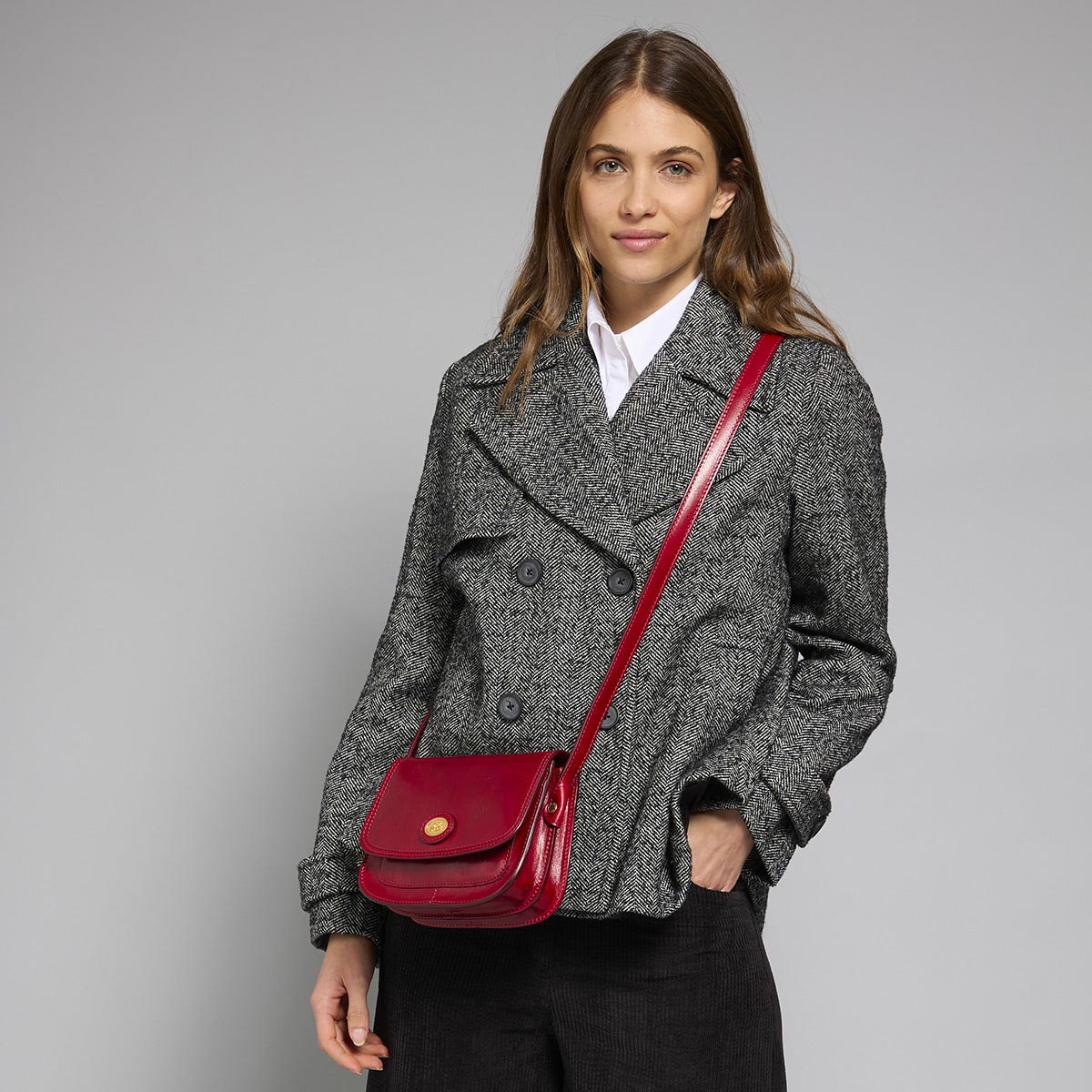 Borsa tracolla in pelle a scomparti