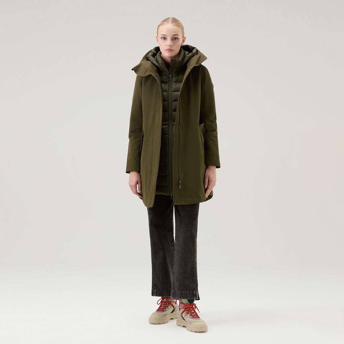 Military Parka 3 in 1 con giacca trapuntata removibile