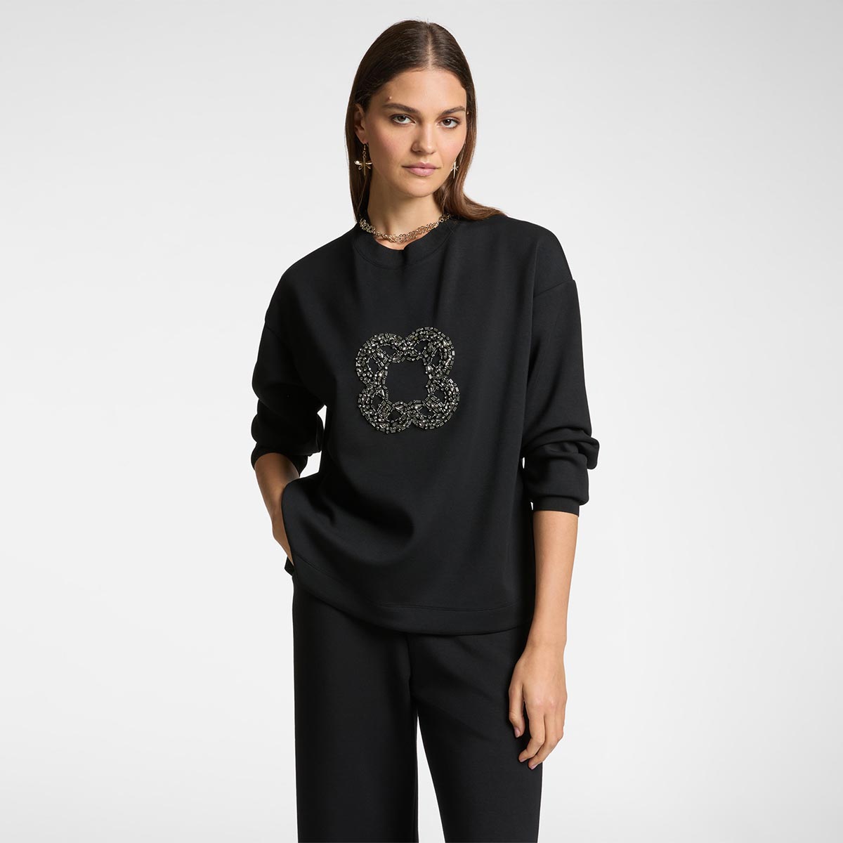 Felpa con maxi ricamo Monogram