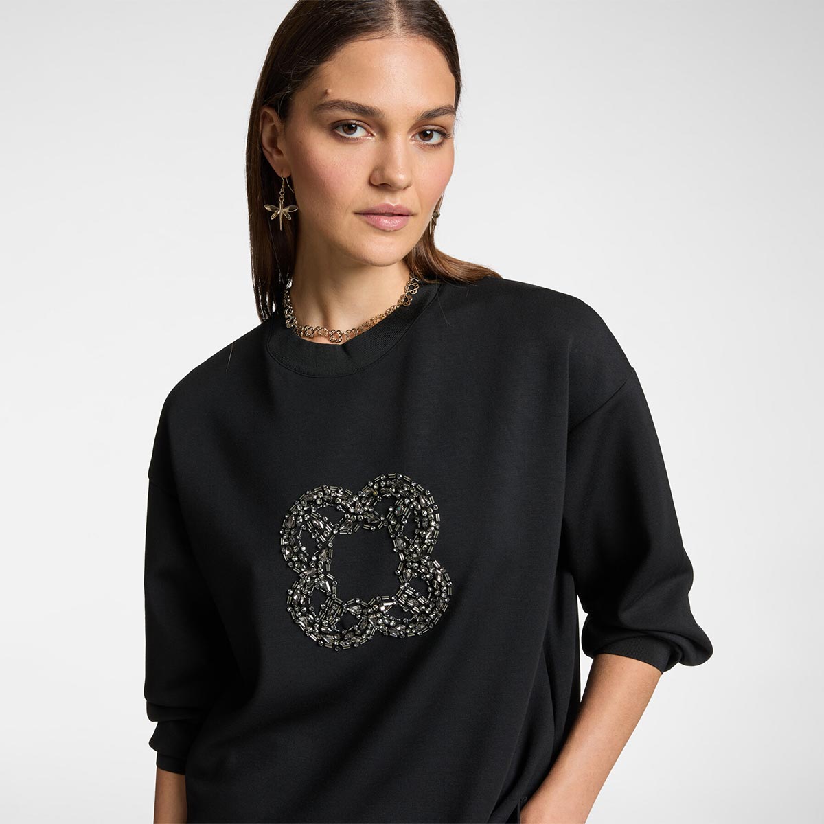 Felpa con maxi ricamo Monogram