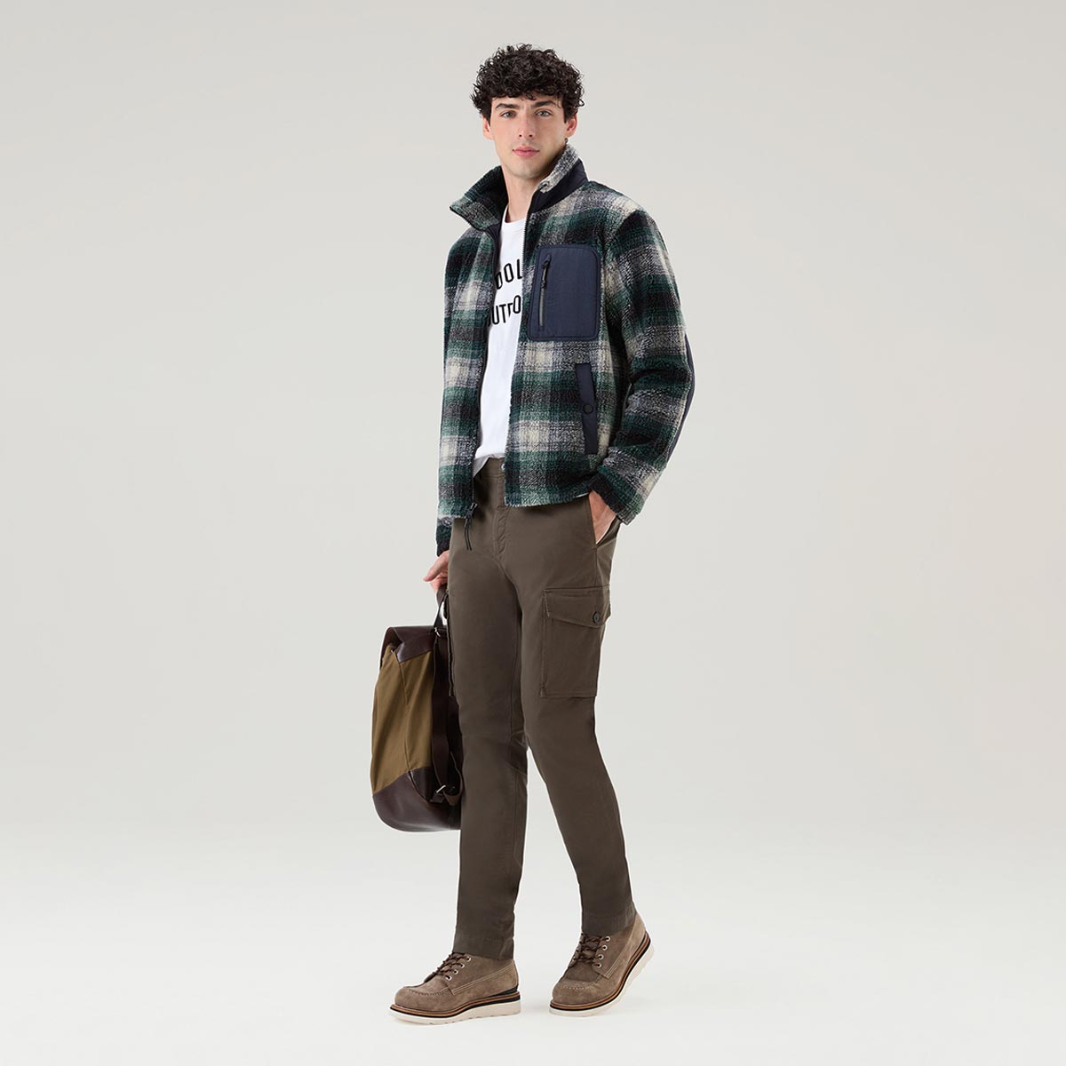 Giacca pile scozzese in sherpa