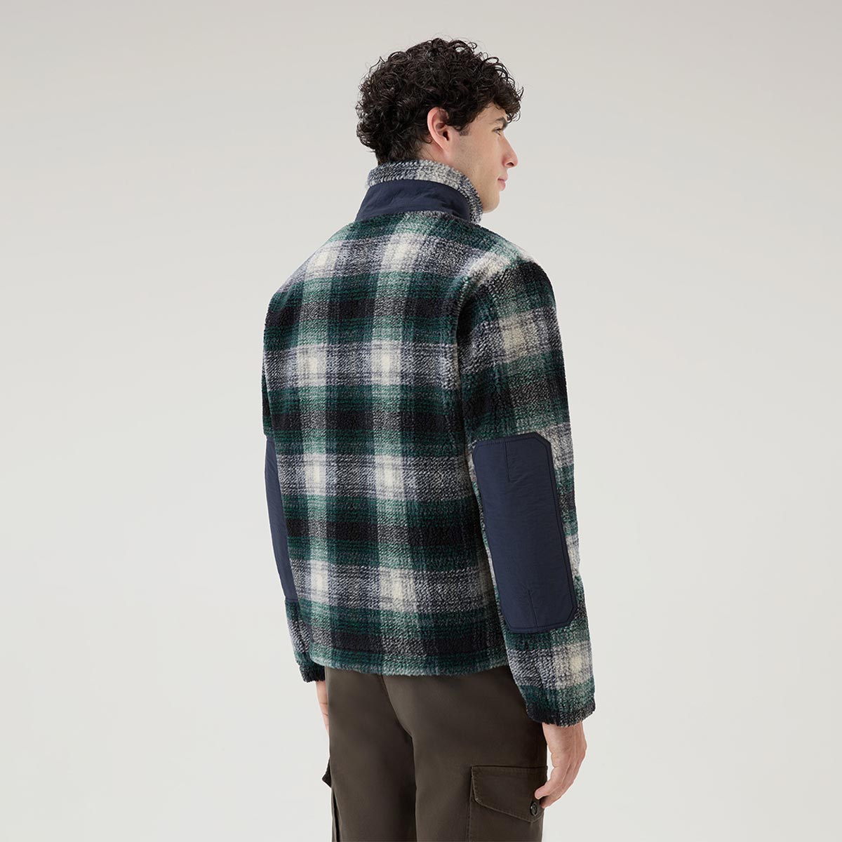 Giacca pile scozzese in sherpa