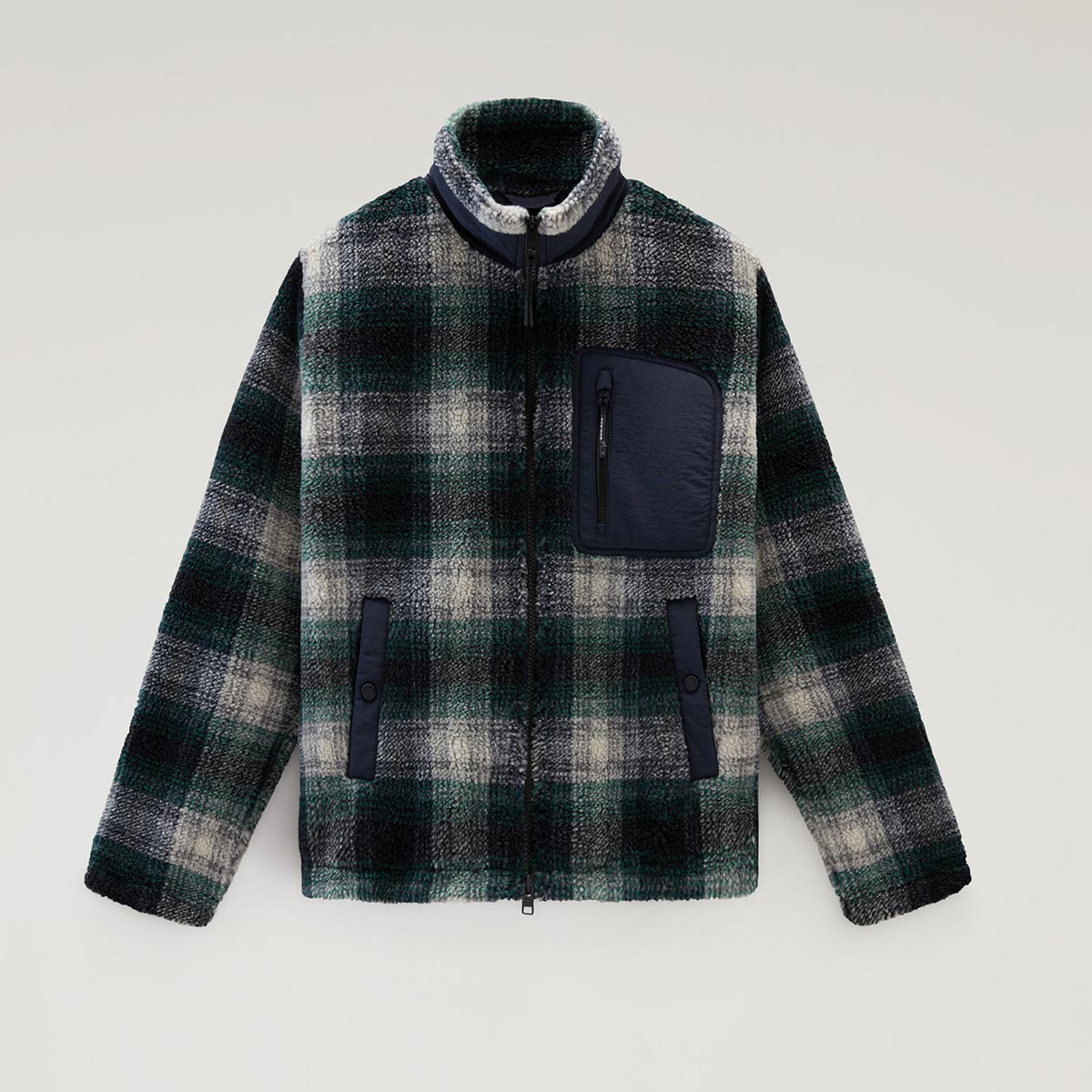 Giacca pile scozzese in sherpa
