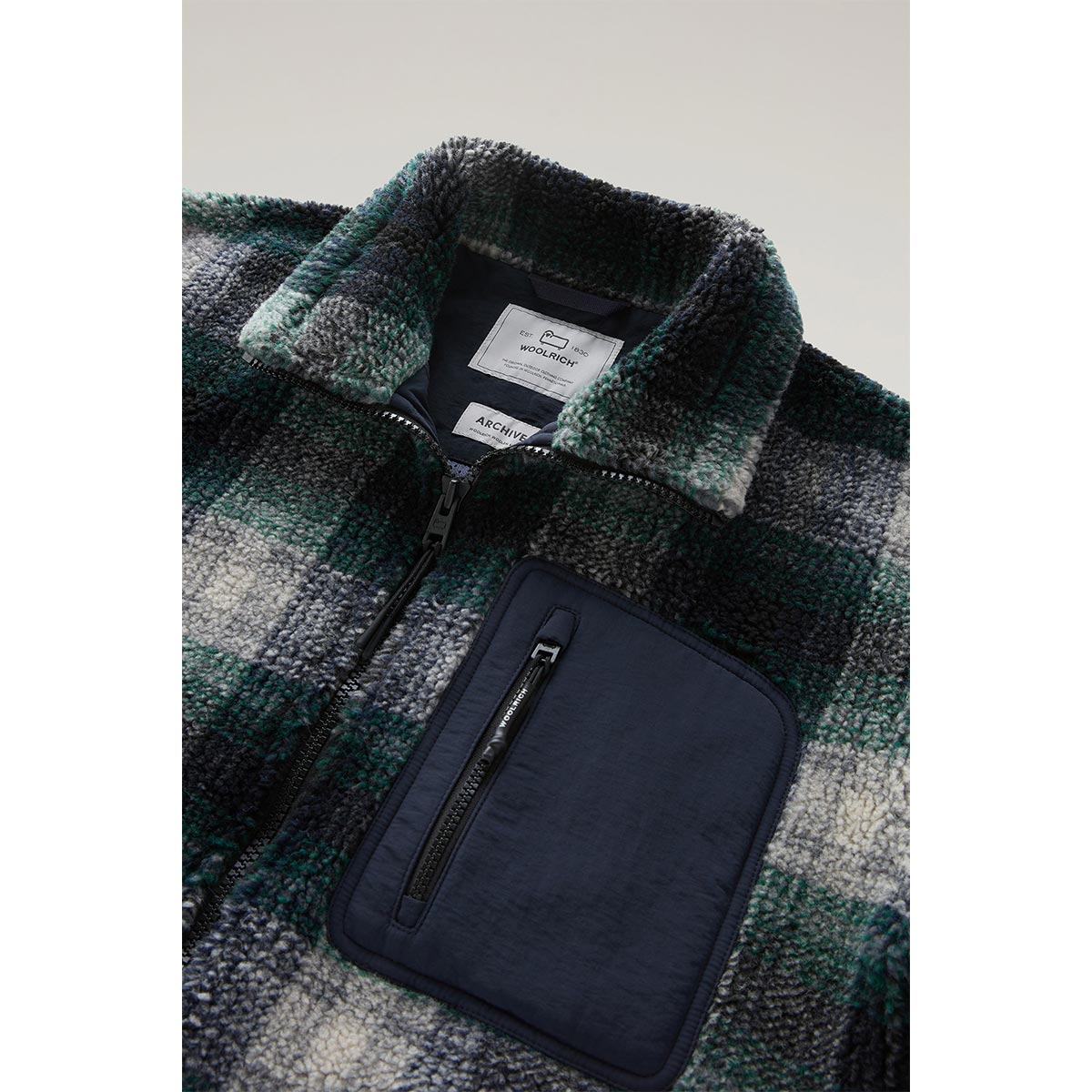 Giacca pile scozzese in sherpa