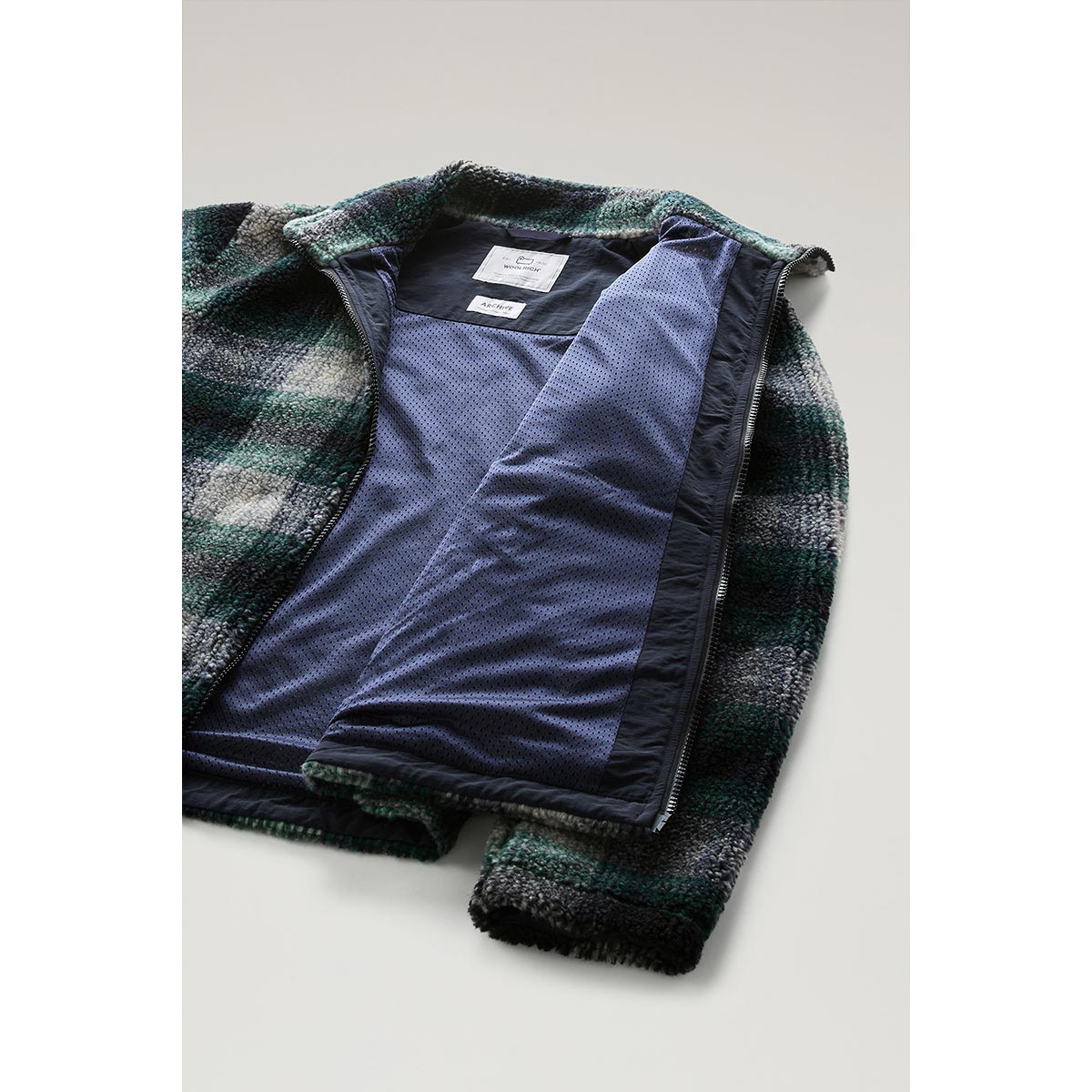 Giacca pile scozzese in sherpa