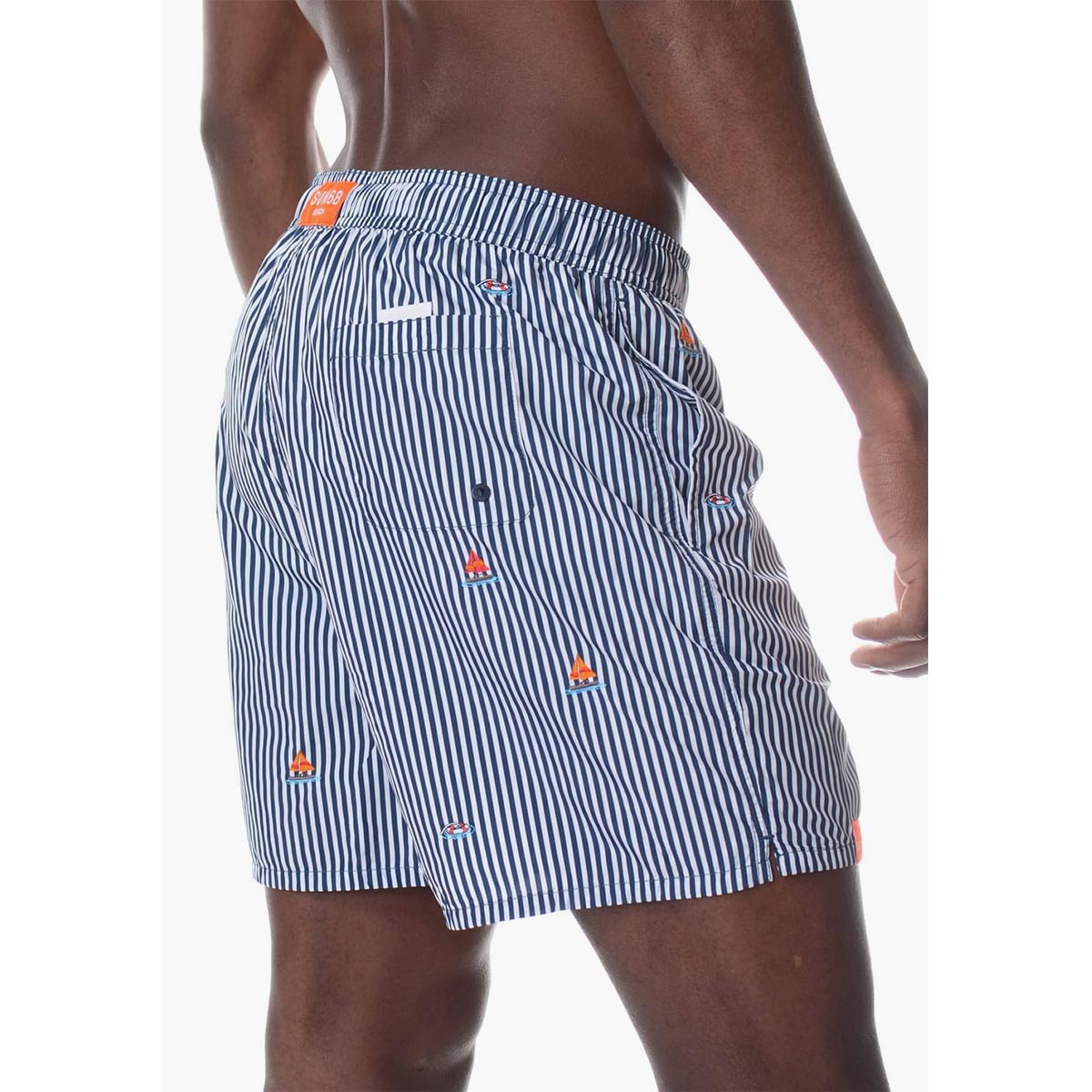 Boxer mare a righe con ricami