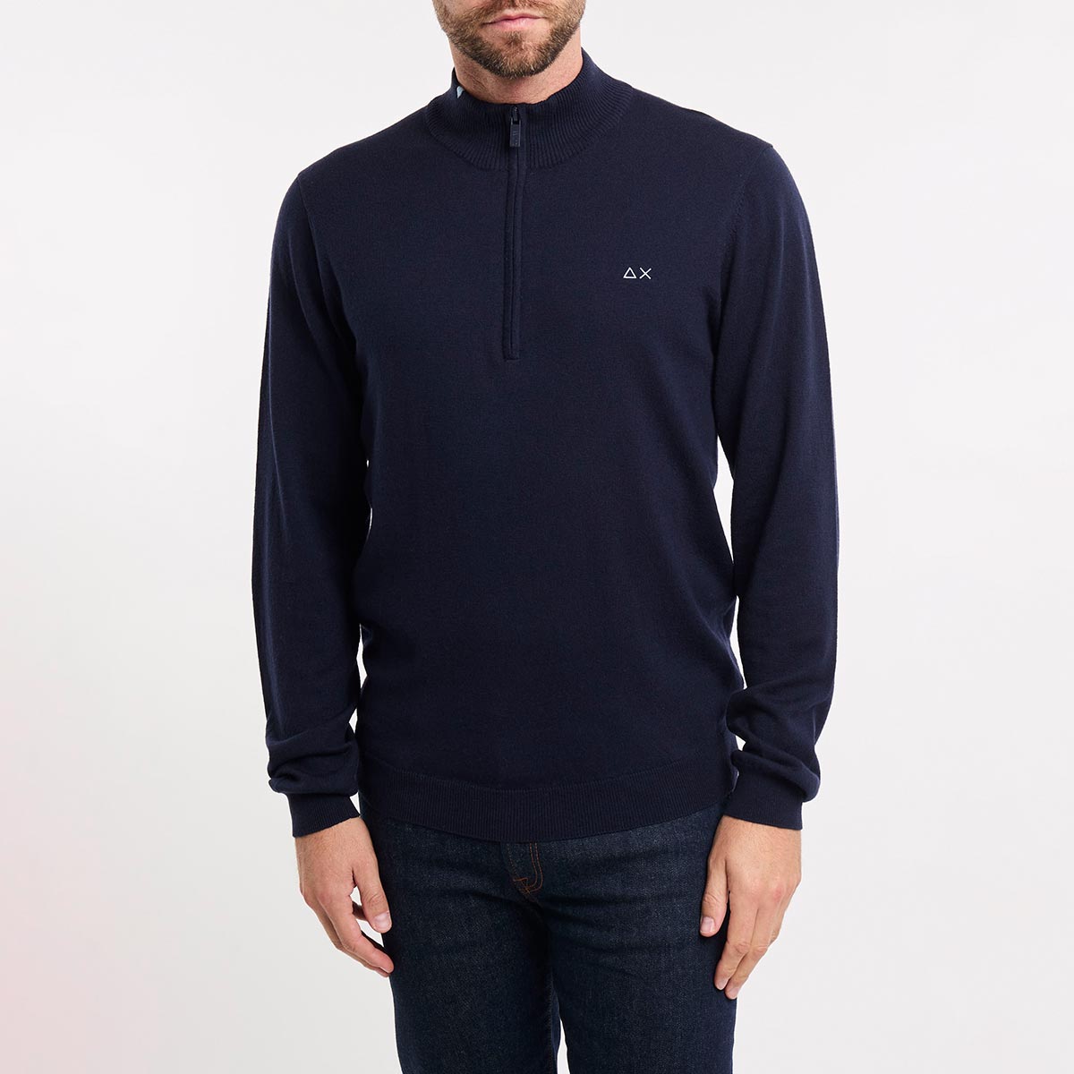 Maglia in lana e cotone con zip