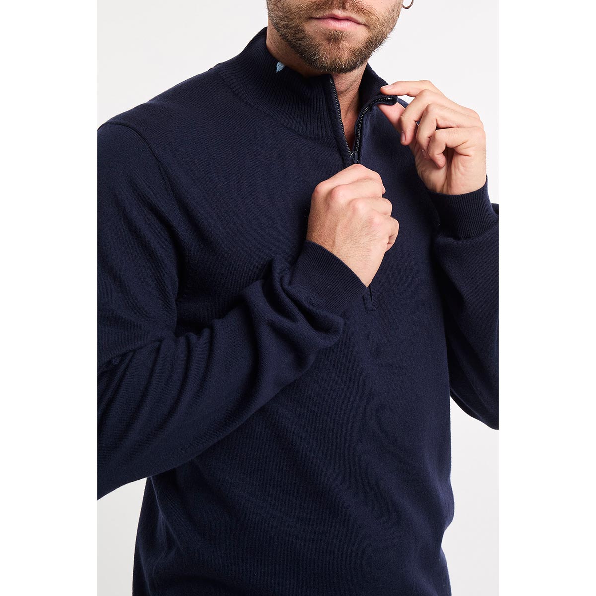 Maglia in lana e cotone con zip