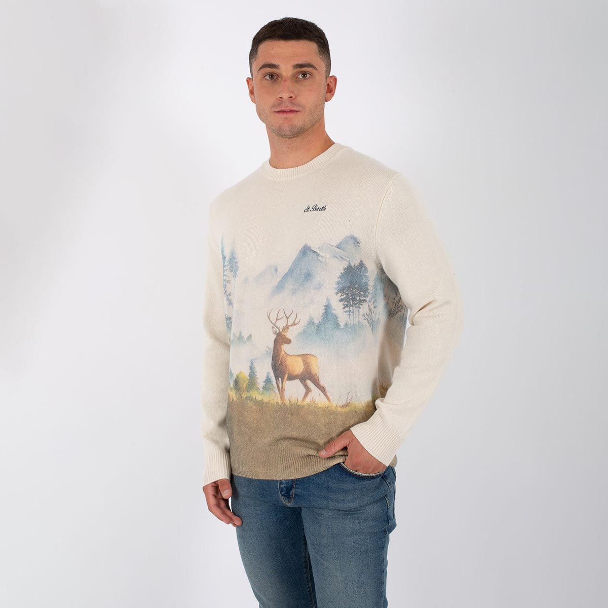 Maglione stampa cervo