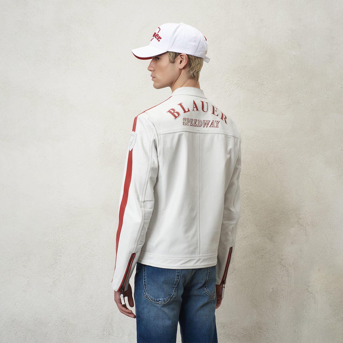 Biker bicolore in pelle