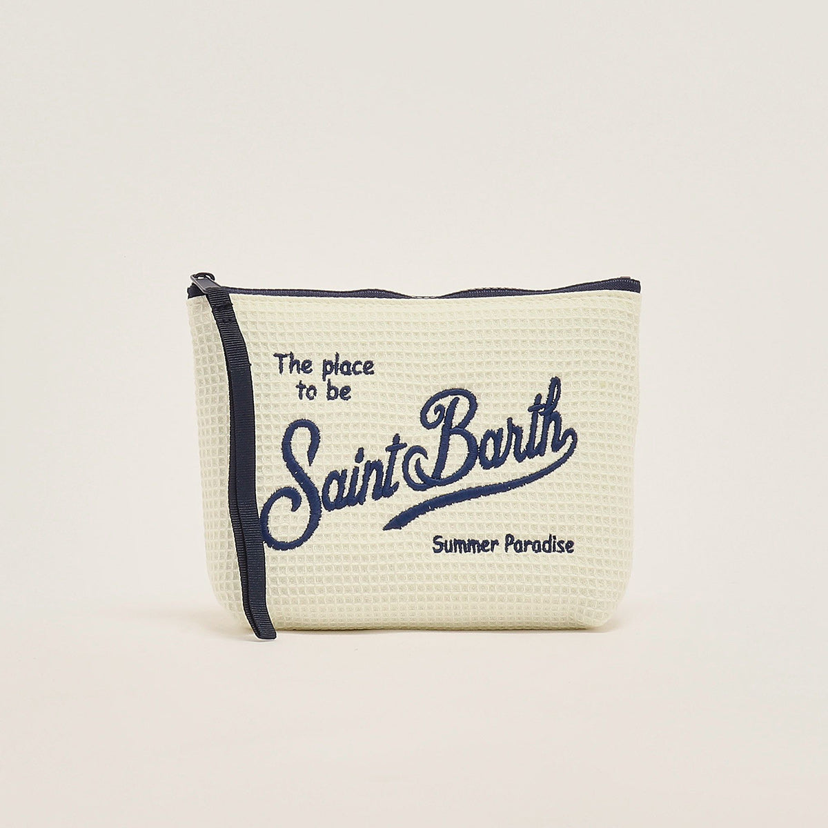 Pochette tessuto waffle bianca