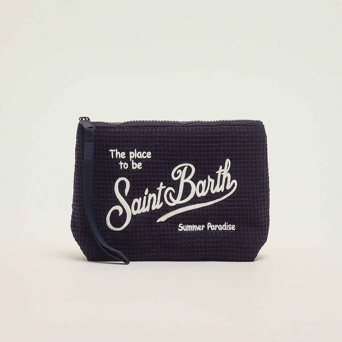 Pochette tessuto waffle blu