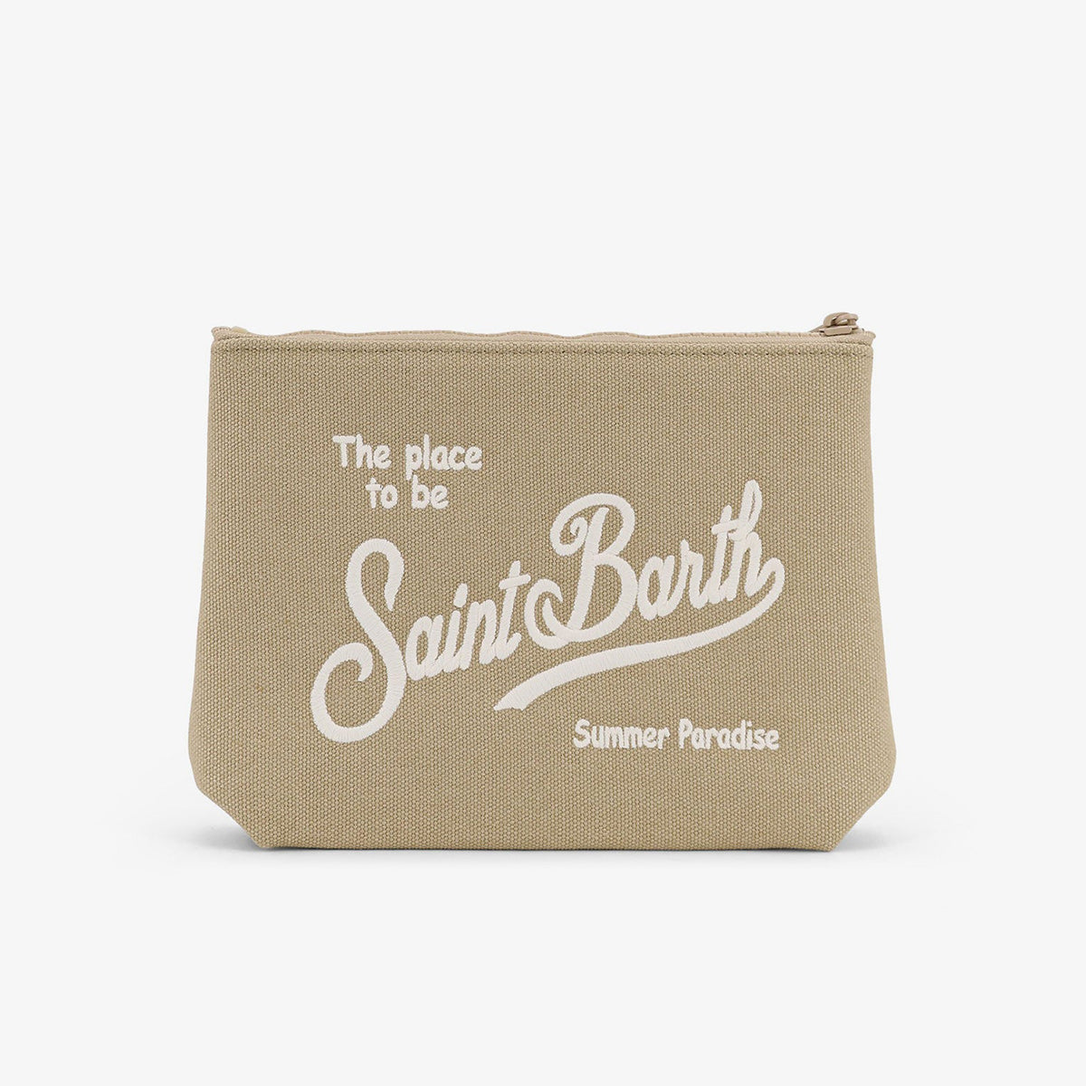 Pochette in canvas di cotone beige