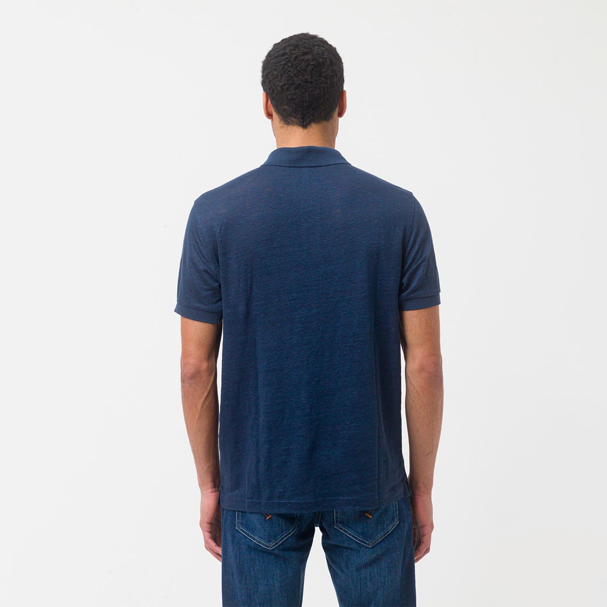 Polo blu in lino
