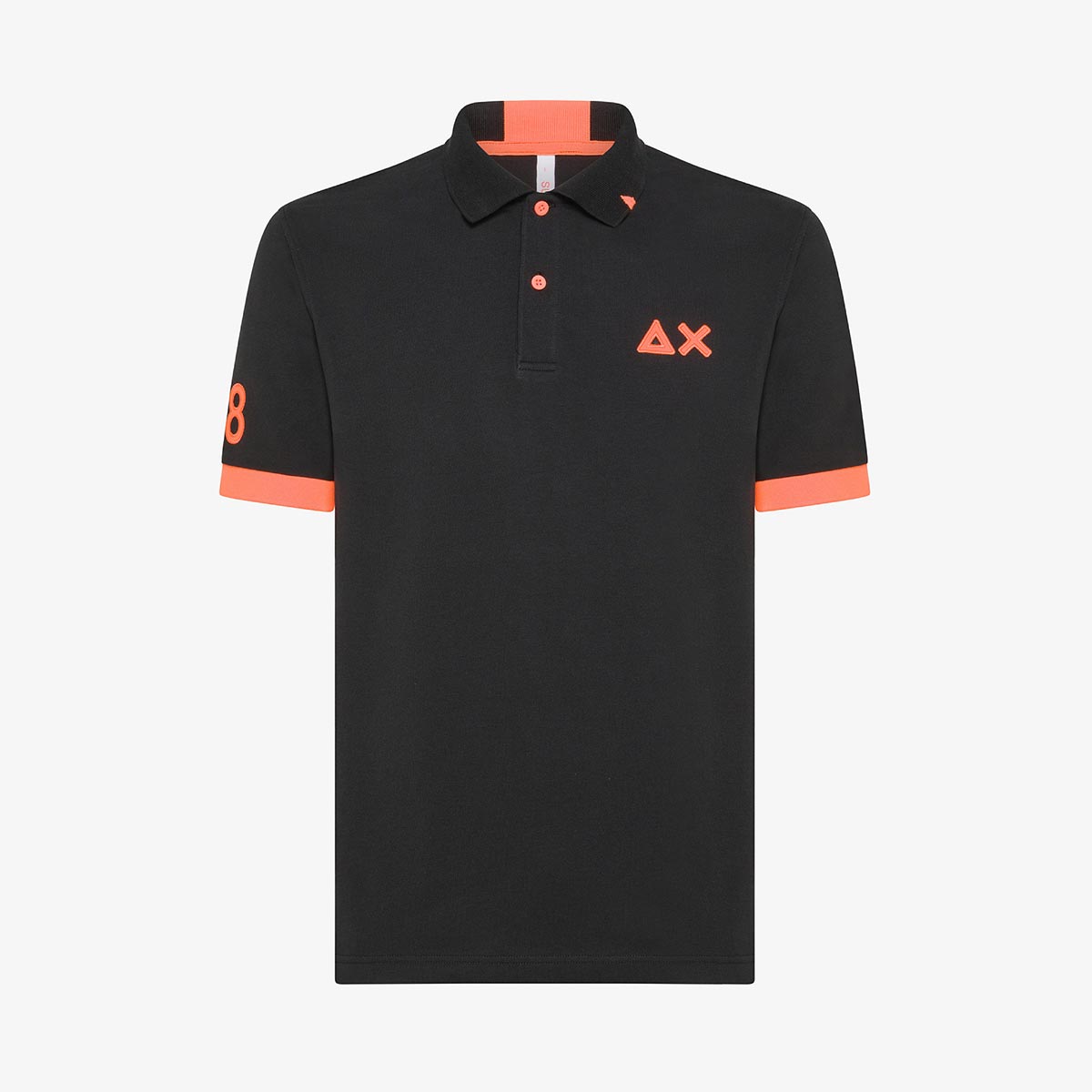 Polo nera logo fluo