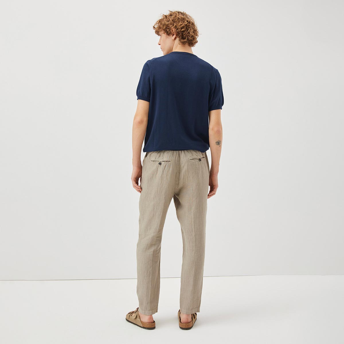 Pantalone lino beige