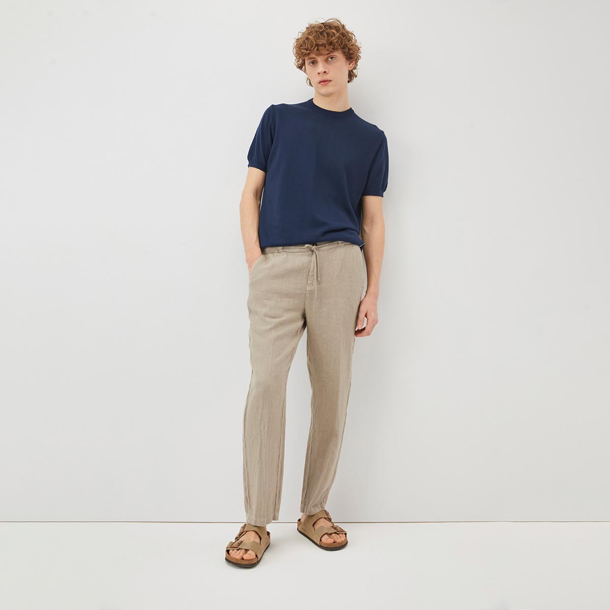 Pantalone lino beige