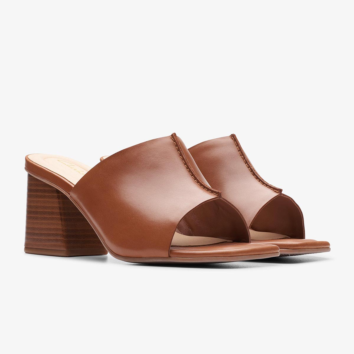 Sandalo sabot in pelle con tacco
