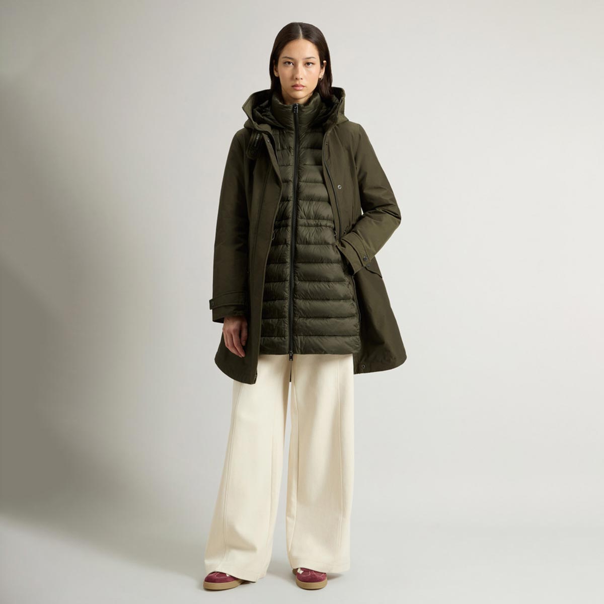Military Parka 3 in 1 con giacca trapuntata removibile