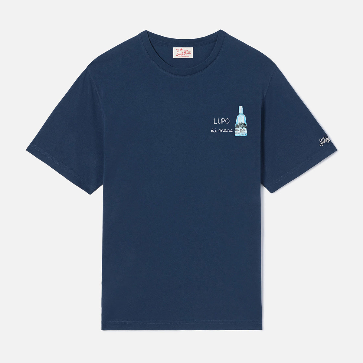 T-shirt con ricamo lupo di mare